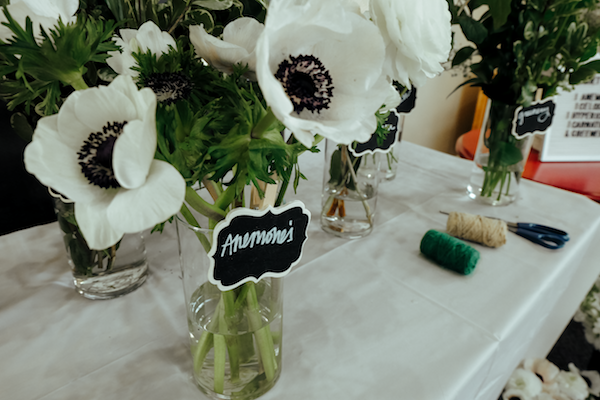 Anemones for the Bouquet Bar at the Bridal Party